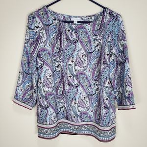J Jill paisley 3/4 Sleeve Multicolor Top